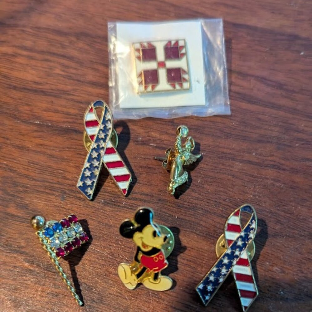 Six Assorted Pins Or Brooches